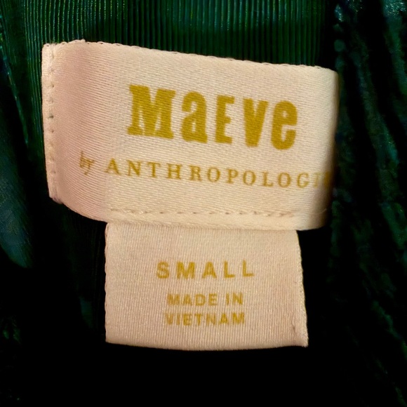 Anthropologie Maeve S NWT Twist Back Velvet Textured Midi Dress Emerald Green - Picture 4 of 5